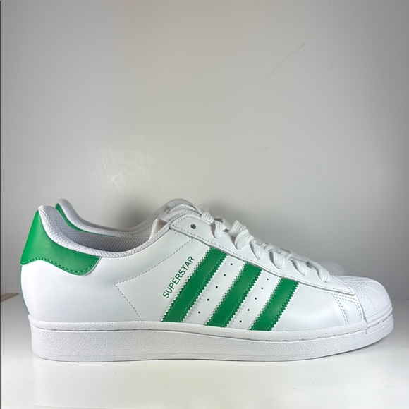 Adidas Superstar Men's Size White Green Shell Toe Sneakers